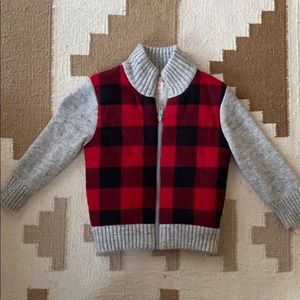 Cat & Jack Red Plaid Cowl Neck Sweater